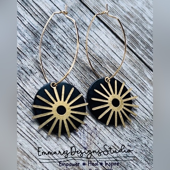 ✨NWT✨ 18K Solar Eclipse Earrings✨Handmade ✨ Artisan - Picture 6 of 6